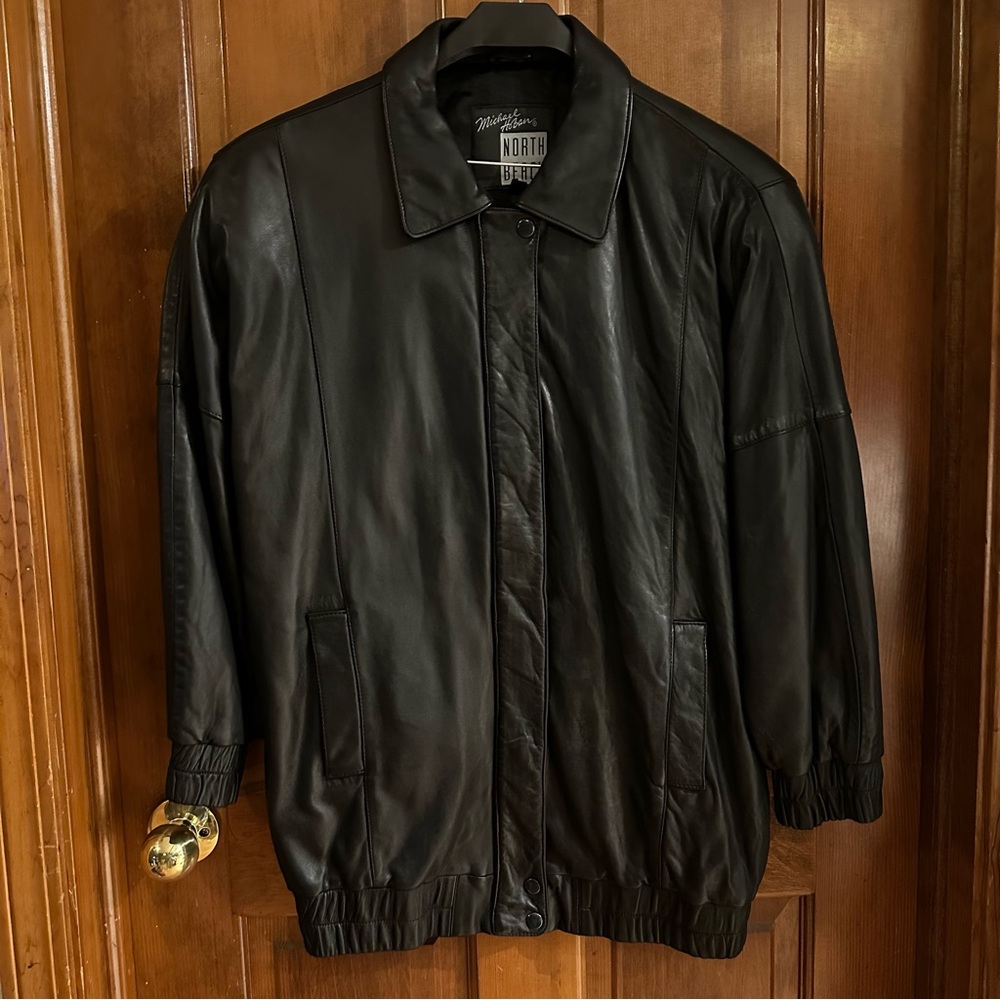 Vintage north beach leather black leather jacket, high quality like new.